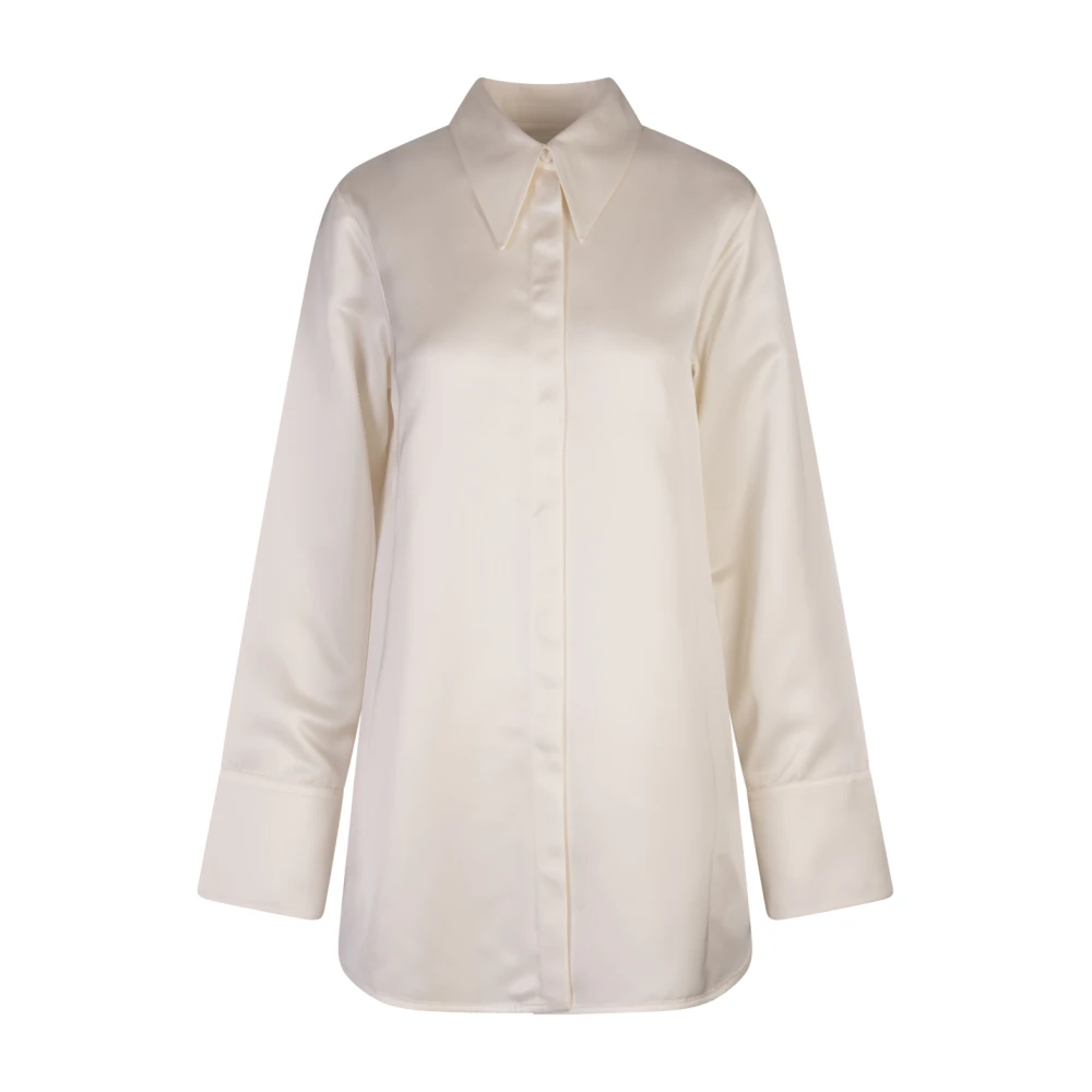 Jil Sander Vit Satin Oversized Skjorta White, Dam