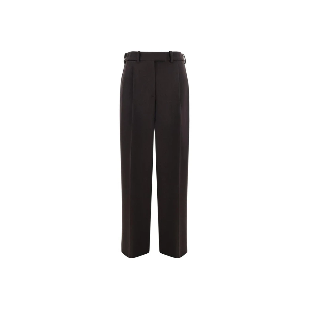 The Row Wijde wollen broek met haaksluiting Brown Dames