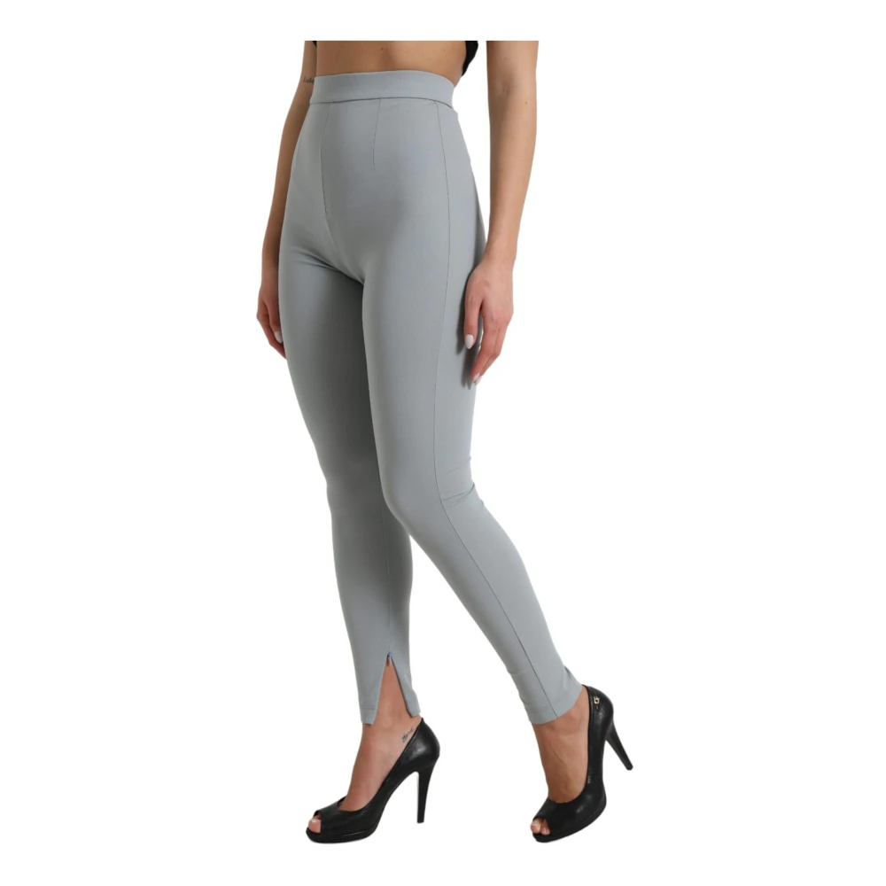 Dolce & Gabbana Grijze Slimme Broek Leggings Rits Gray Dames