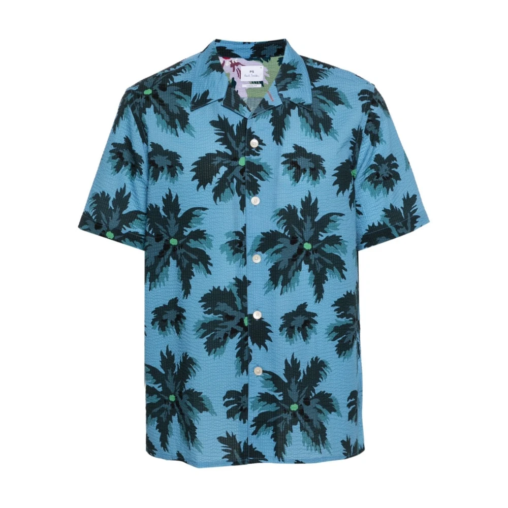 PS By Paul Smith Short Sleeve Shirts Blue Heren
