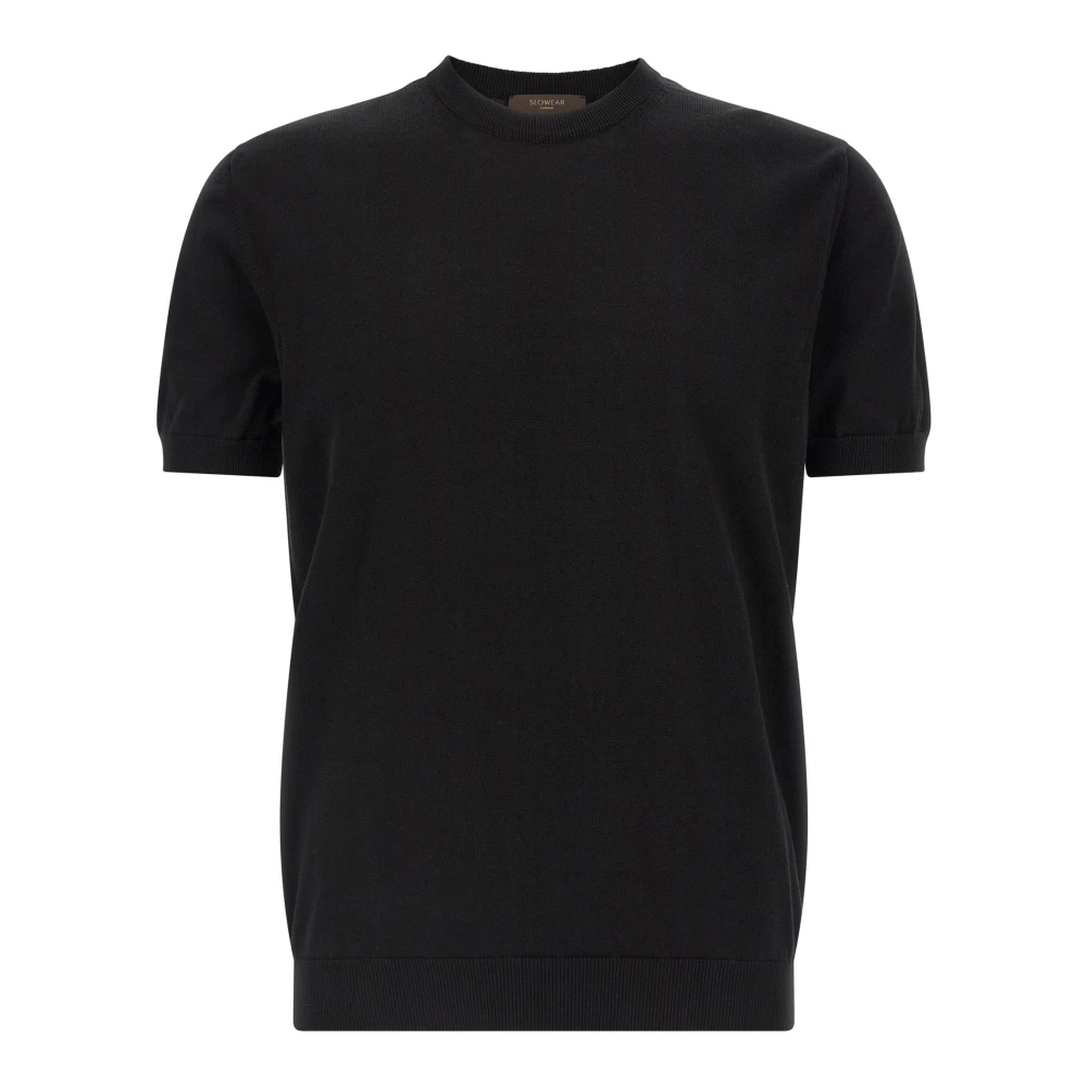 Zanone Men's Black Round-Neck Knitwear, Xl, Knitwear