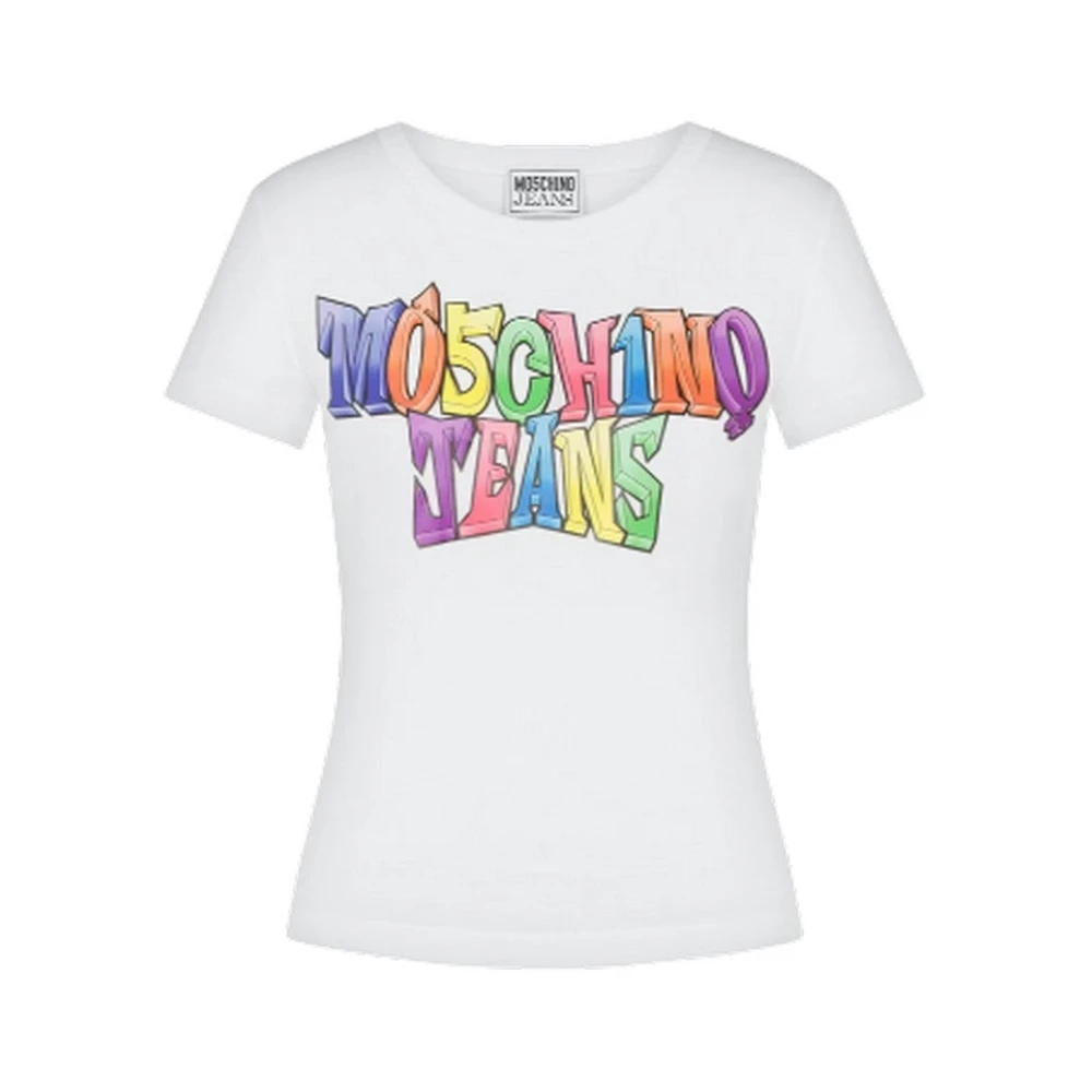 Moschino Witte Katoenen Logo T-shirt Multicolor White Dames
