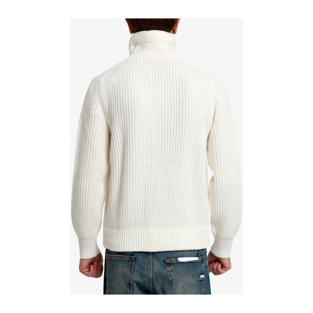 Paolo Pecora Roomkleurige Wollen Mix Ribgebreide Vest Beige Heren