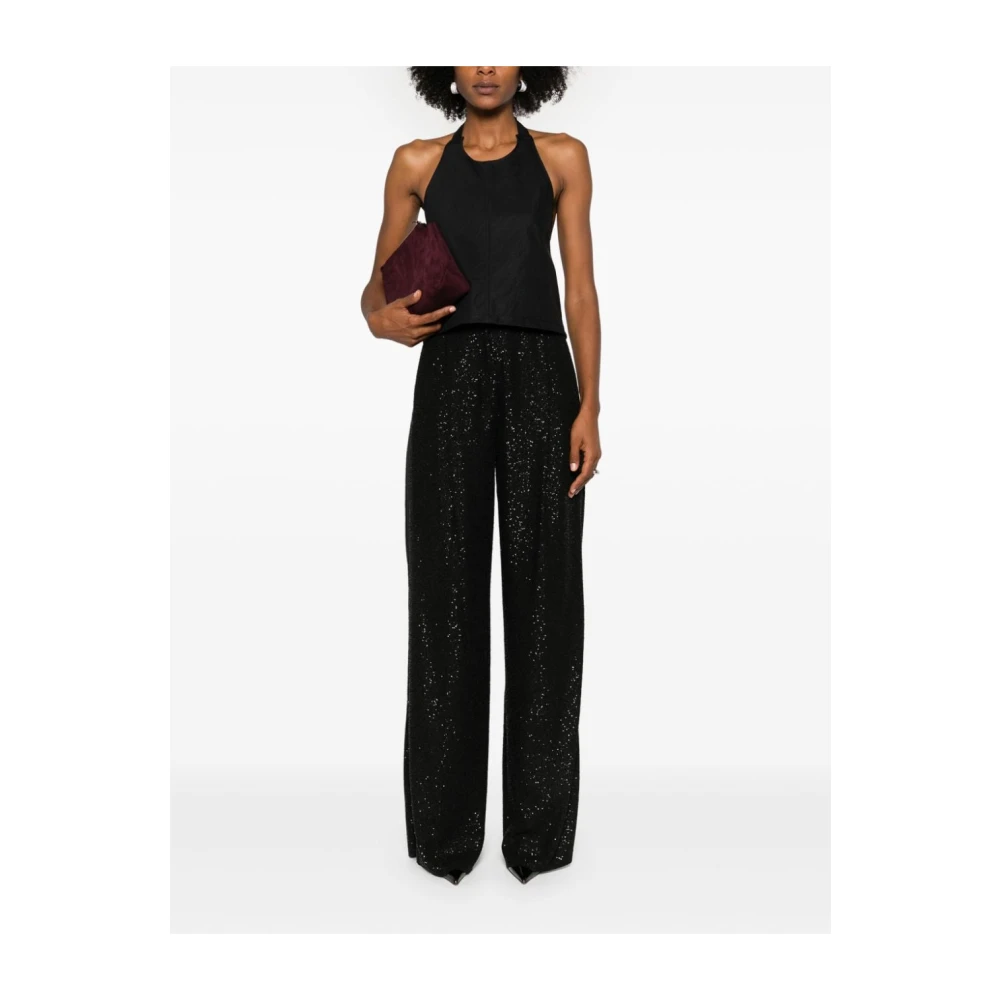 Max Mara Elegante Pianoforte Zwarte Wollen Broek Black Dames
