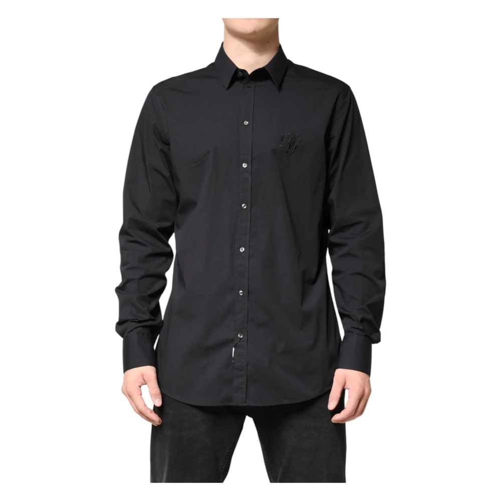 Dolce & Gabbana Men's Black Casual Shirts, 3XL, Gold Dress Shirt