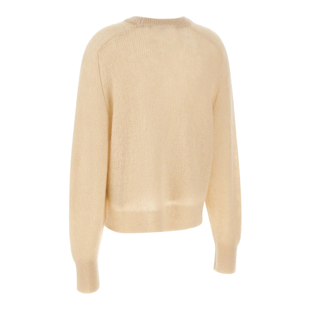 Rotate Birger Christensen Wollen en Mohair Licht Gebreide Trui met Logo Beige Dames