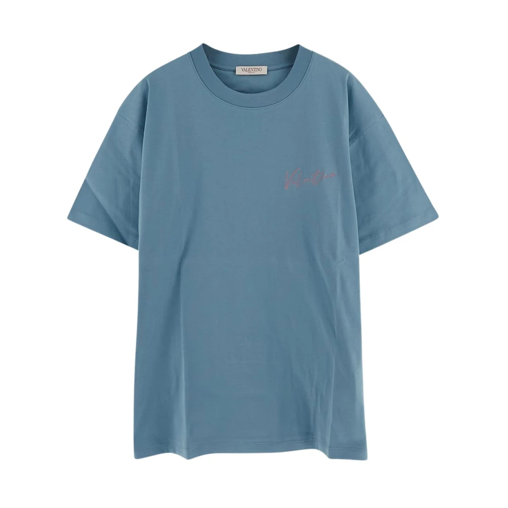 Valentino Katoenen Logo T-shirt Blue Heren