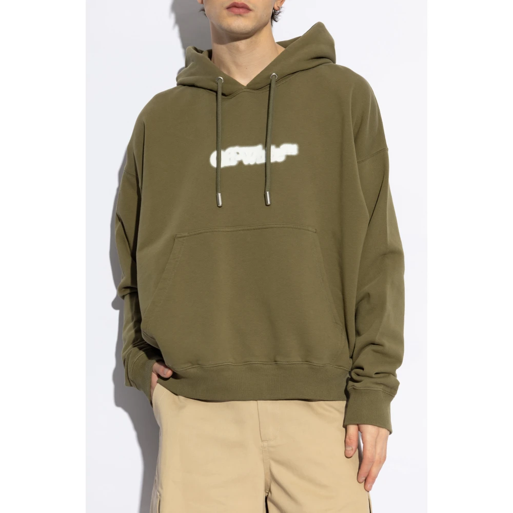 Off White Hoodie Green Heren