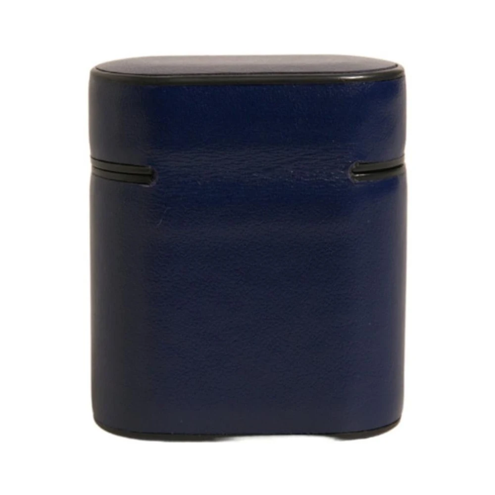 Dolce & Gabbana Blauw Leren Logo Airpods Hoesje Blue Heren