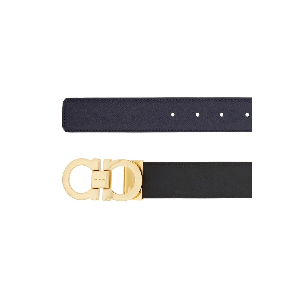 Salvatore Ferragamo Omkeerbare Gancini Gesp Riem Blue Heren