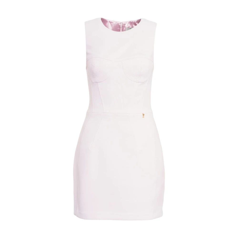 Elisabetta Franchi Rose Mouwloze Mini Jurk met Metalen Details Pink Dames