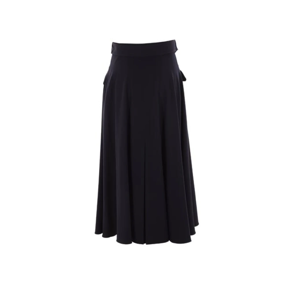 Alexander mcqueen Navy Wool and Cotton Skirt with Removable Belt Blue Dames