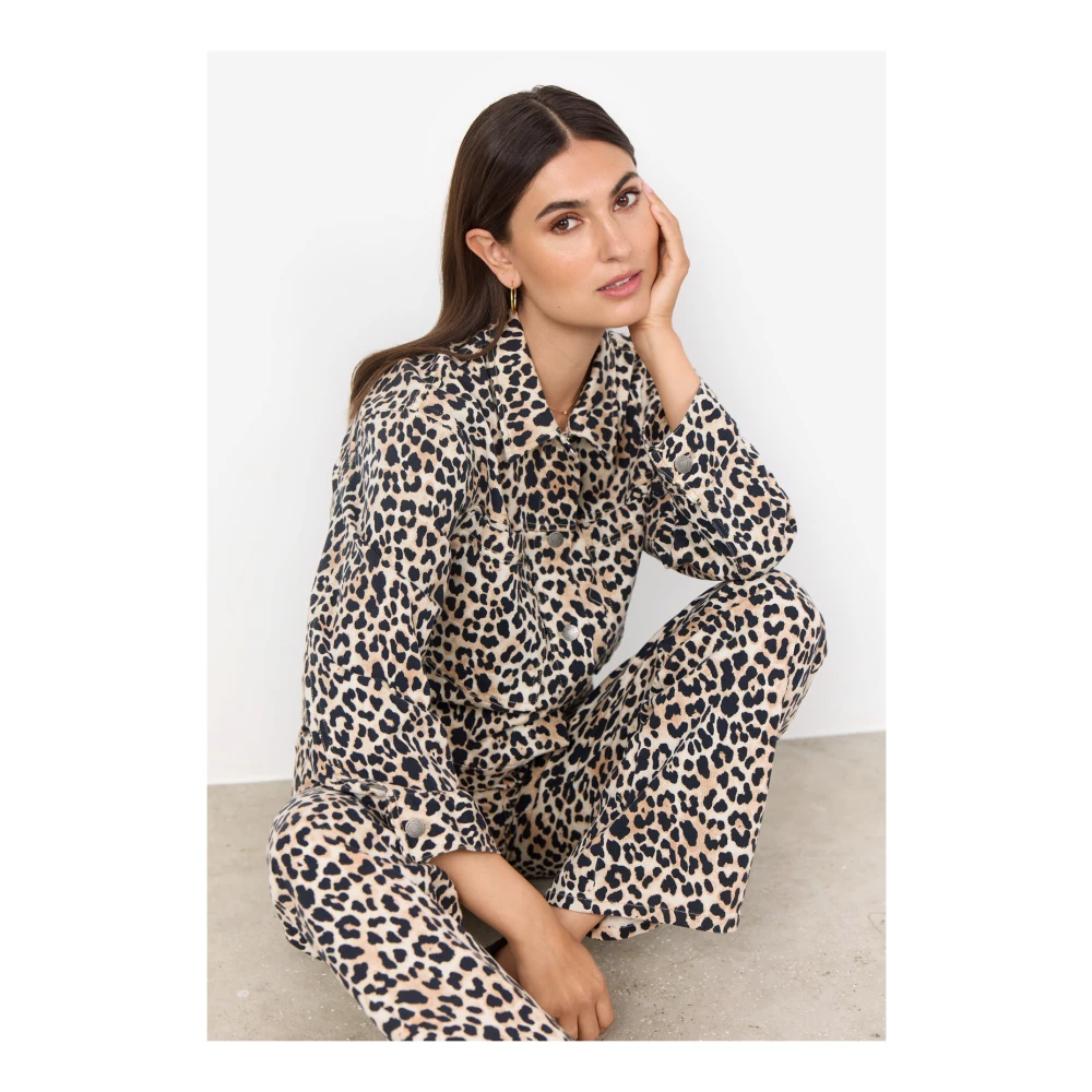 Soyaconcept Dierenprint Katoenen Jas Brown Dames