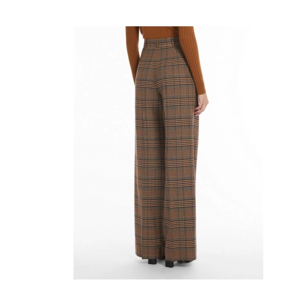 Max Mara Wollen broek Prins van Wales ontwerp Brown Dames
