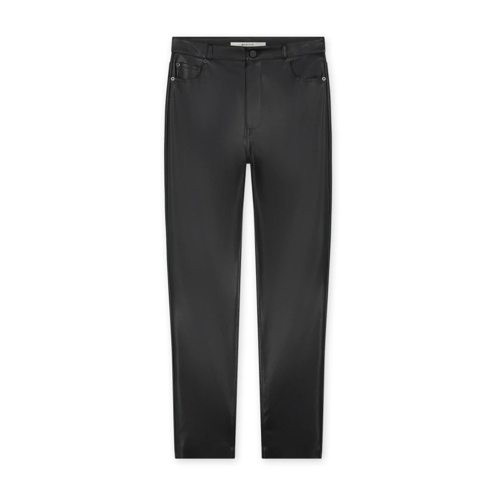 Homage Zwarte Vegan Leren Straight Jeans Sarah Black Dames