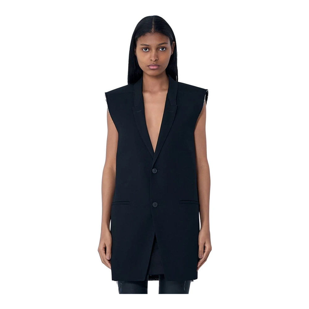 Rick Owens Black Waistcoats, Female, Xs, Sleeveless Tailored Blazer