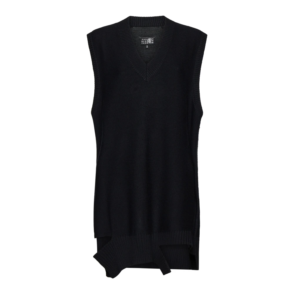 MM6 Maison Margiela Mini Jurk van Virgin Wool Blend Breisel Black Dames
