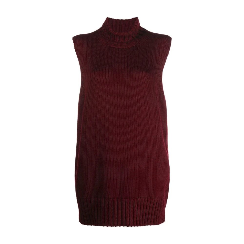 Jil Sander Women's Red Wool Turtleneck Vest
