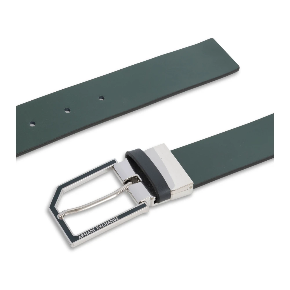 Armani Exchange Eenvoudige Gesp Riem Omkeerbaar Logo Ontwerp Blue Heren