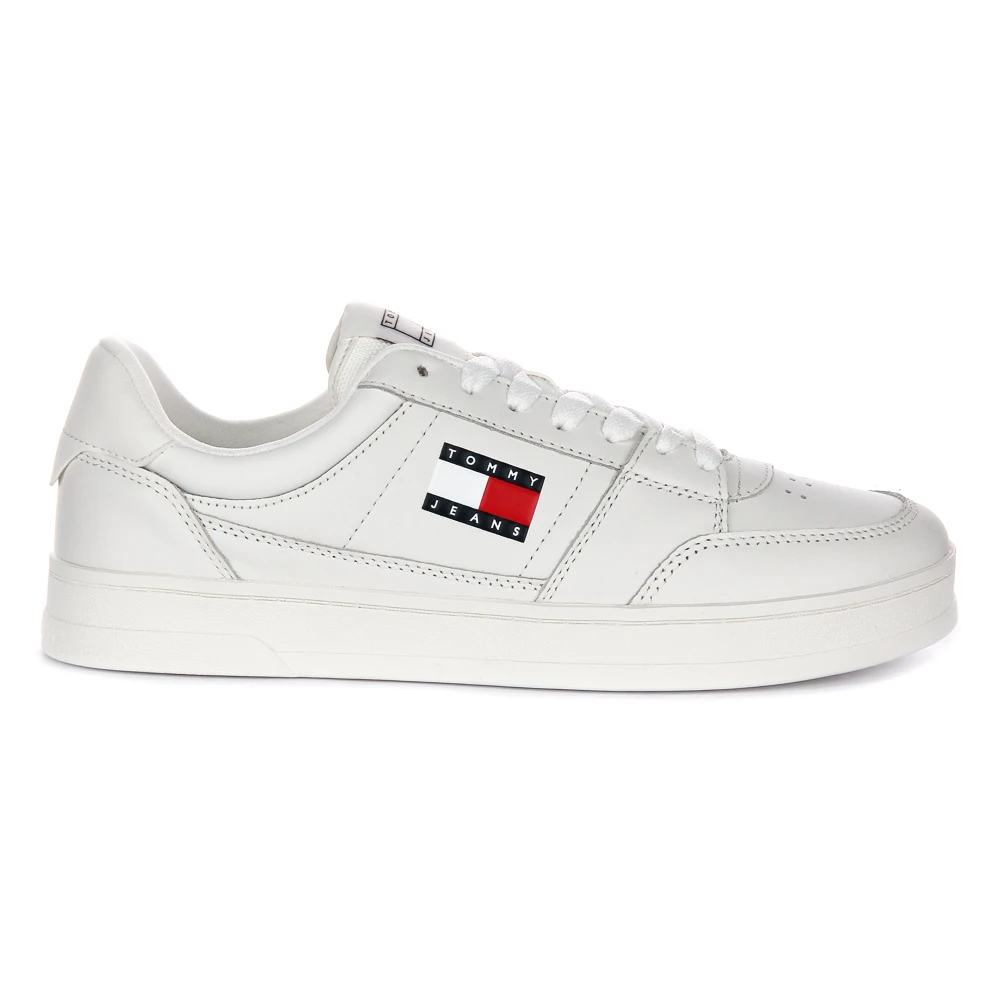 Tommy Jeans Men's White Leather Trainers For - Sneakers - 8 Uk - Shoes