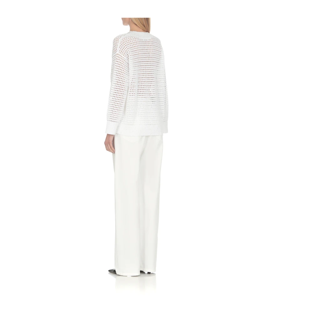 BRUNELLO CUCINELLI Witte Katoenen Trui met Pailletten White Dames