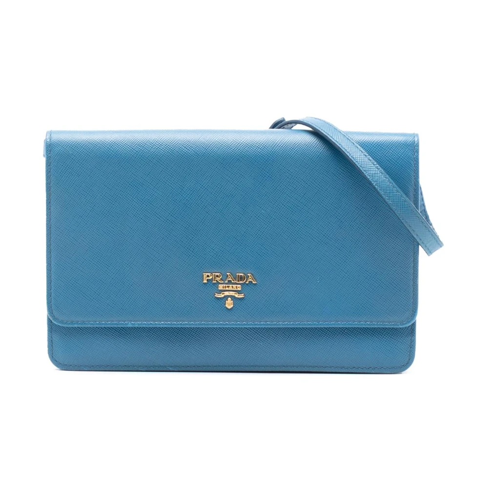 Prada Vintage Women's Blue Pre-Owned Flap Crossbody Bag