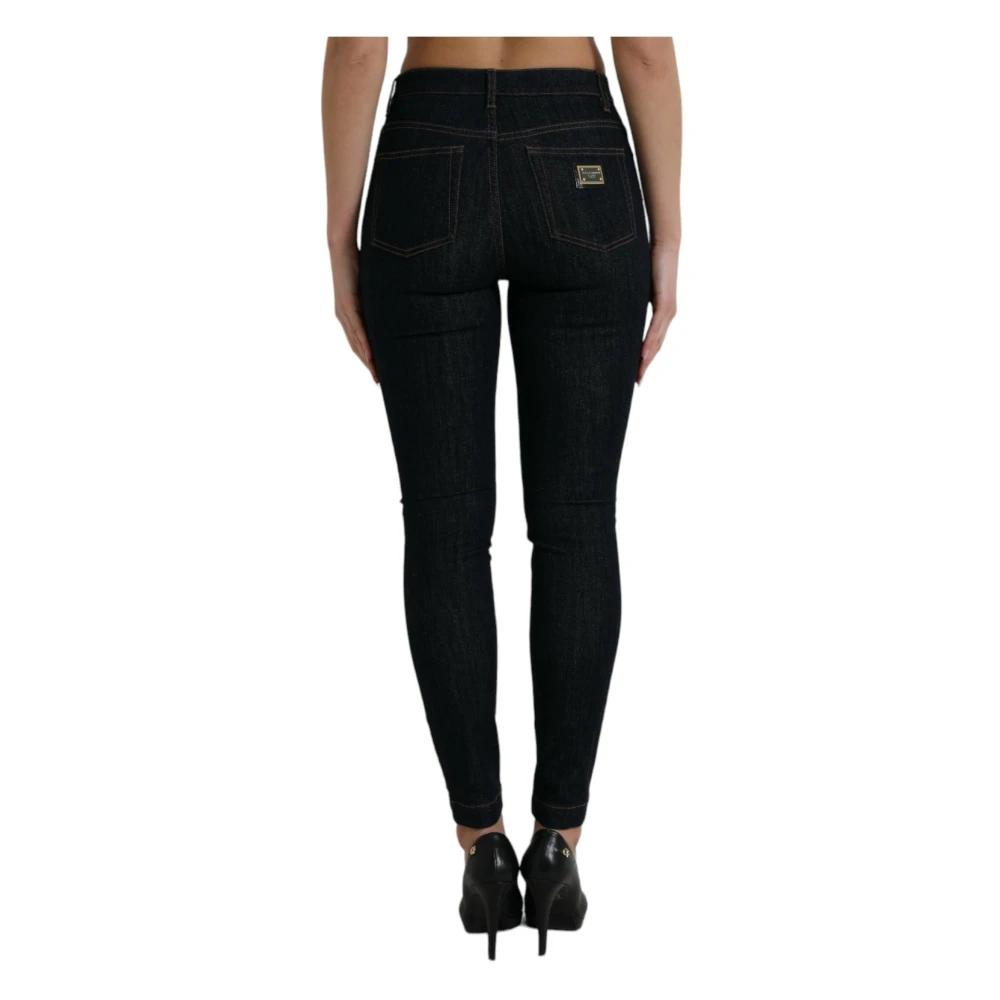Dolce & Gabbana Blauwe Mid-Waist Stretch Denim Jeans Blue Dames