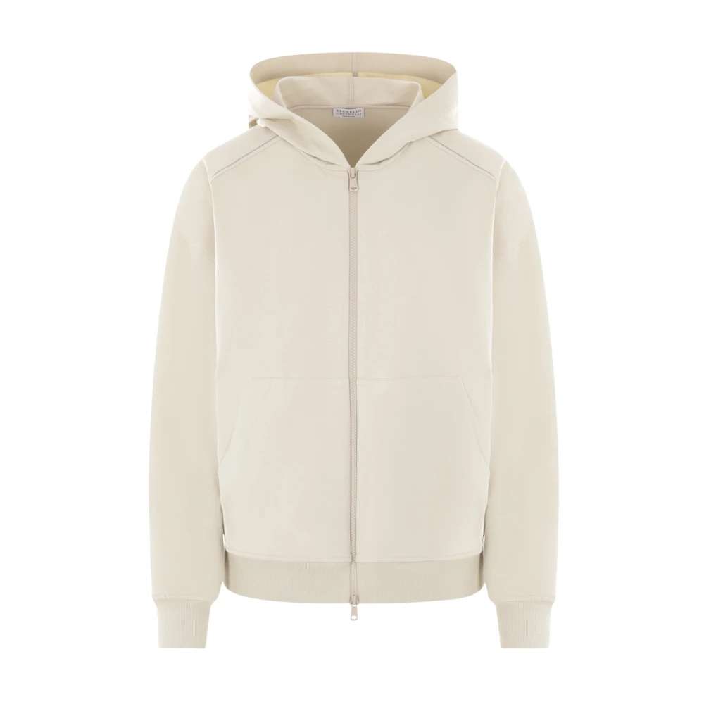 BRUNELLO CUCINELLI Beige hoodie met Monile borduurwerk Beige Dames