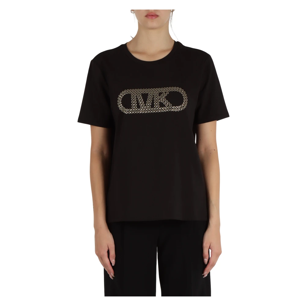 Michael Kors Katoenen T-shirt met metalen details Black Dames