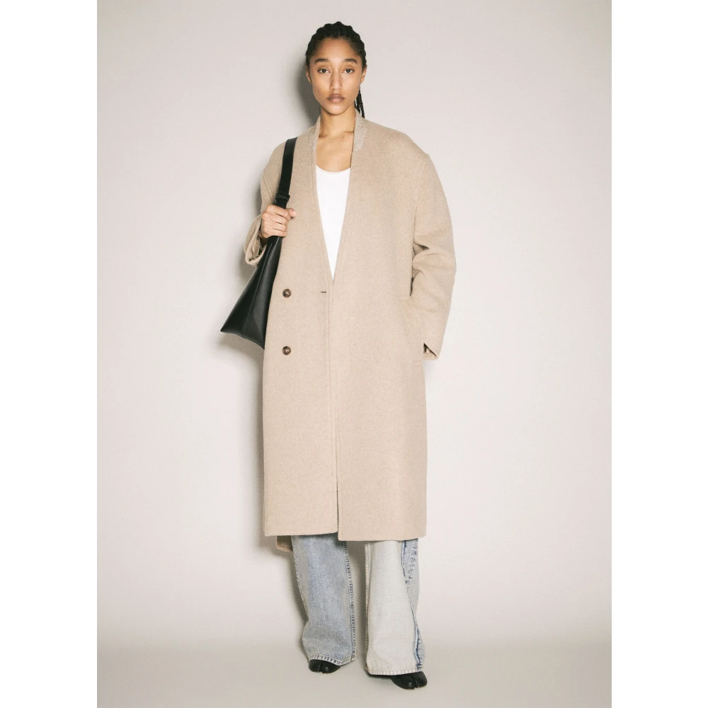 MM6 Maison Margiela Wolmix omslagjas met riem Beige Dames