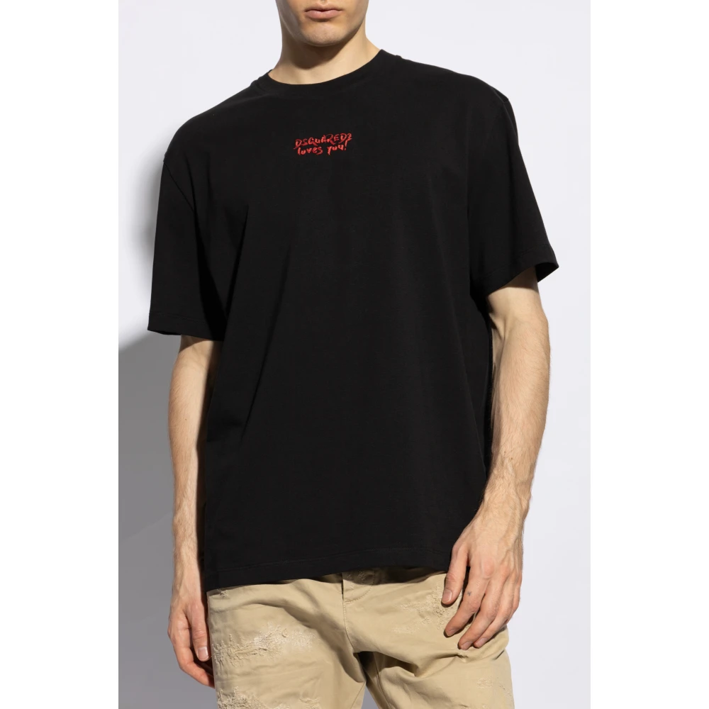 Dsquared2 T-shirt met logo Black Heren