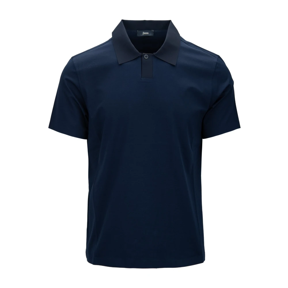 Herno Button Polo Shirt Blue Heren