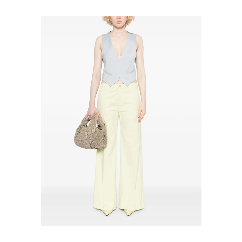 Forte Pastelgele Broek met Voorknoop Yellow Dames