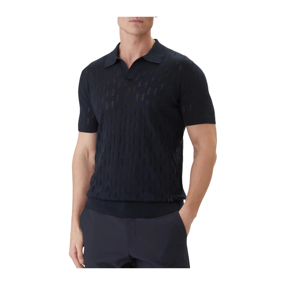 Karl Lagerfeld Men's Blue Polo Shirts, L, Knit Polo 1/2