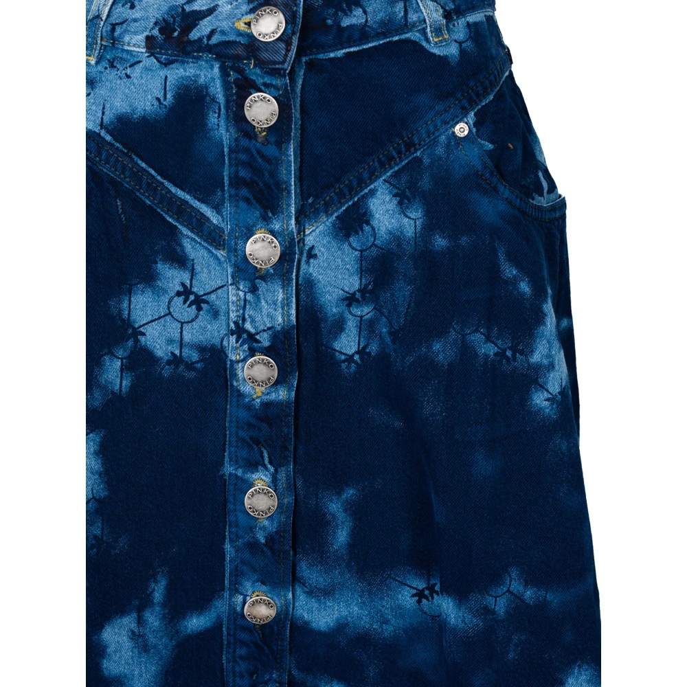 pinko Denim Rok met Logoknopen Blue Dames