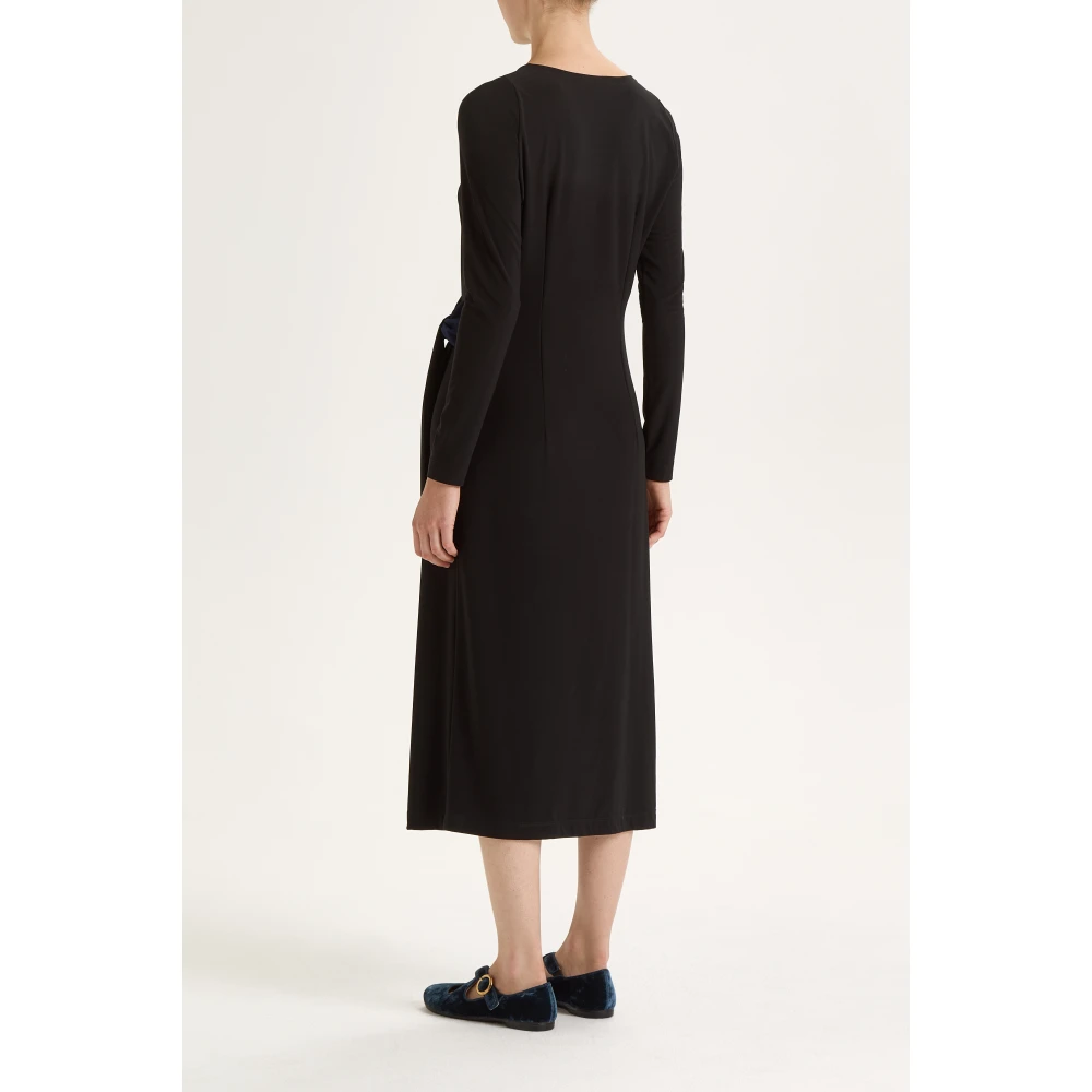 Maliparmi Vrouwelijke V-hals Jersey Jurk Black Dames