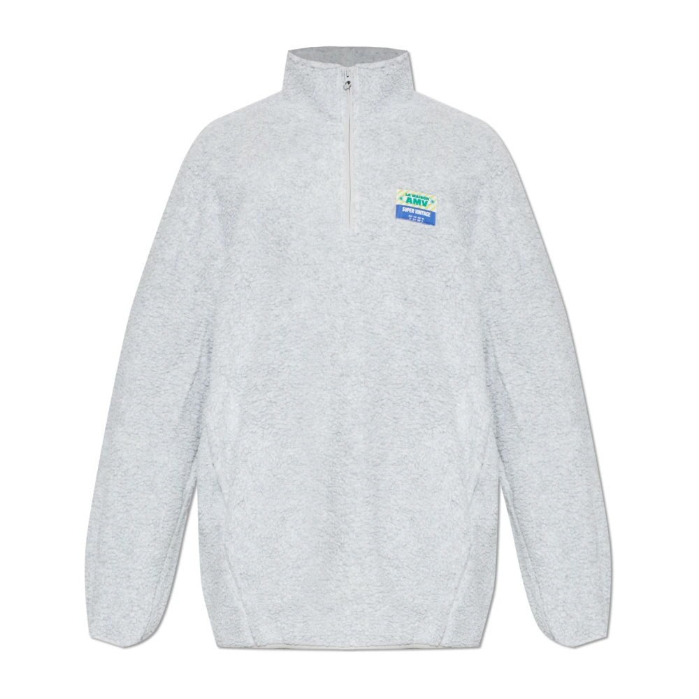 American Vintage Mannelijk Grijs Hoodies & Sweatvesten Heren, S, Polyester, Turtleneck Fleece Sweatshirt