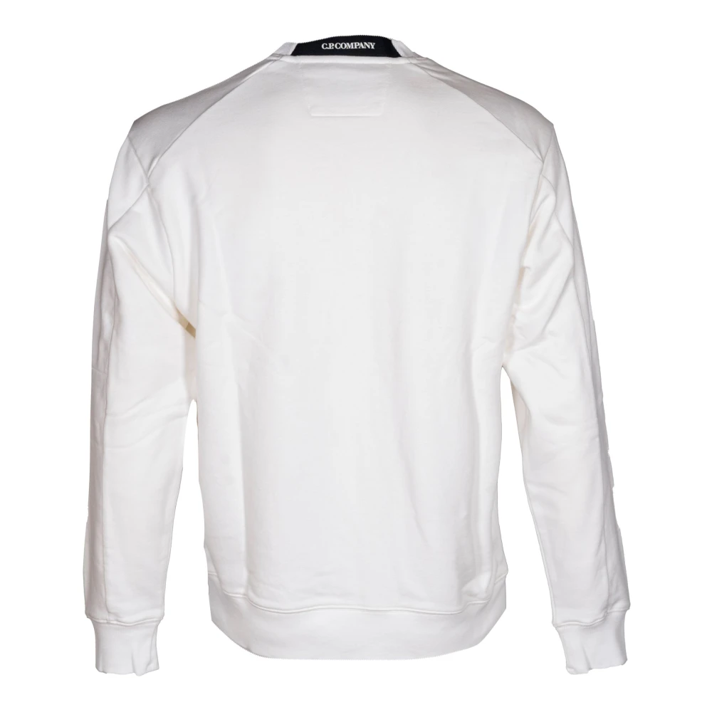 C.P. Company Heren Sweatshirt. Geborduurd logo. Zacht interieur. White Heren