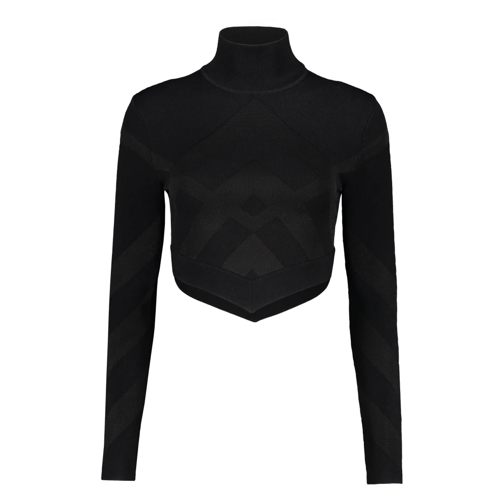 Burberry Geribbelde coltrui top met jacquardmotief Black Dames