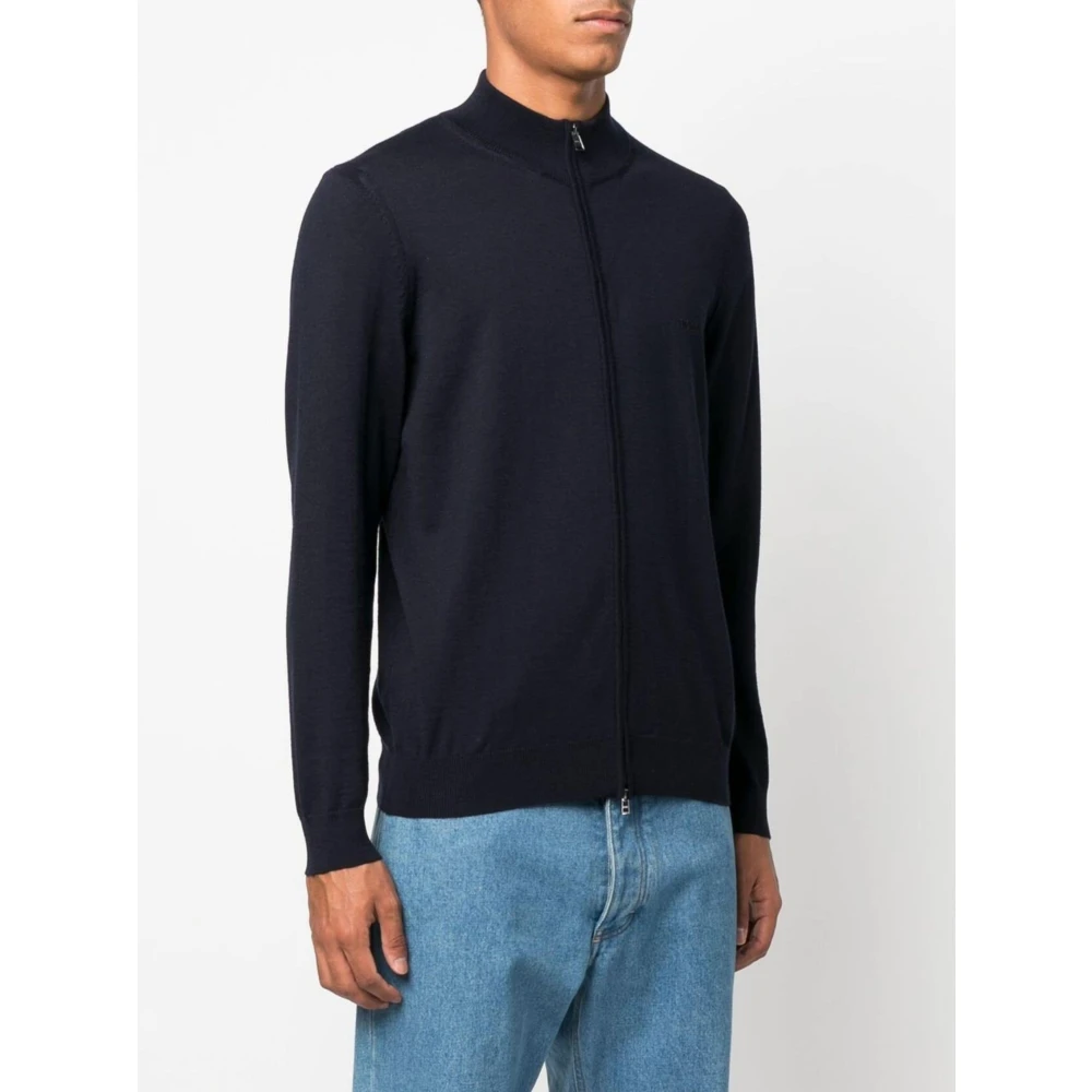 Hugo Boss Wollen Vest met Volledige Ritssluiting Blue Heren