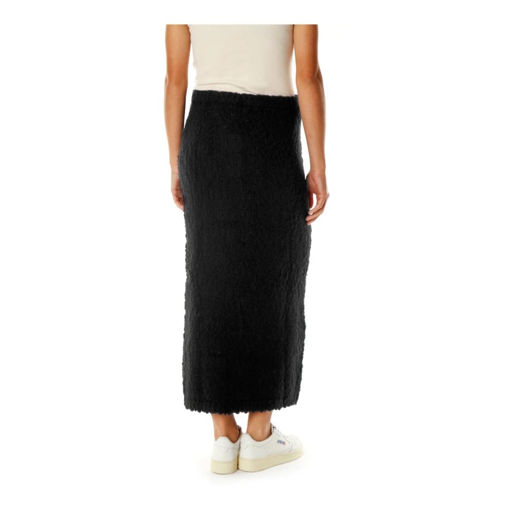 Samsøe Gebreide Rok met Elastische Tailleband Black Dames