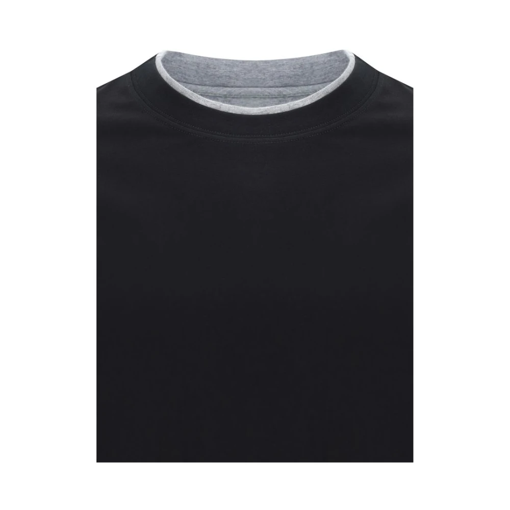 BRUNELLO CUCINELLI Tweekleurig katoenen T-shirt Gray Heren