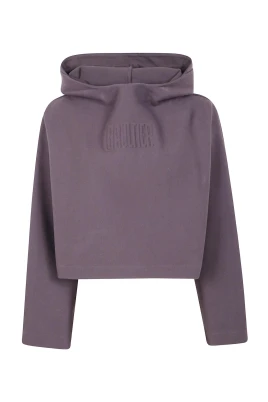 Cropped Hoodie med präglad logotyp