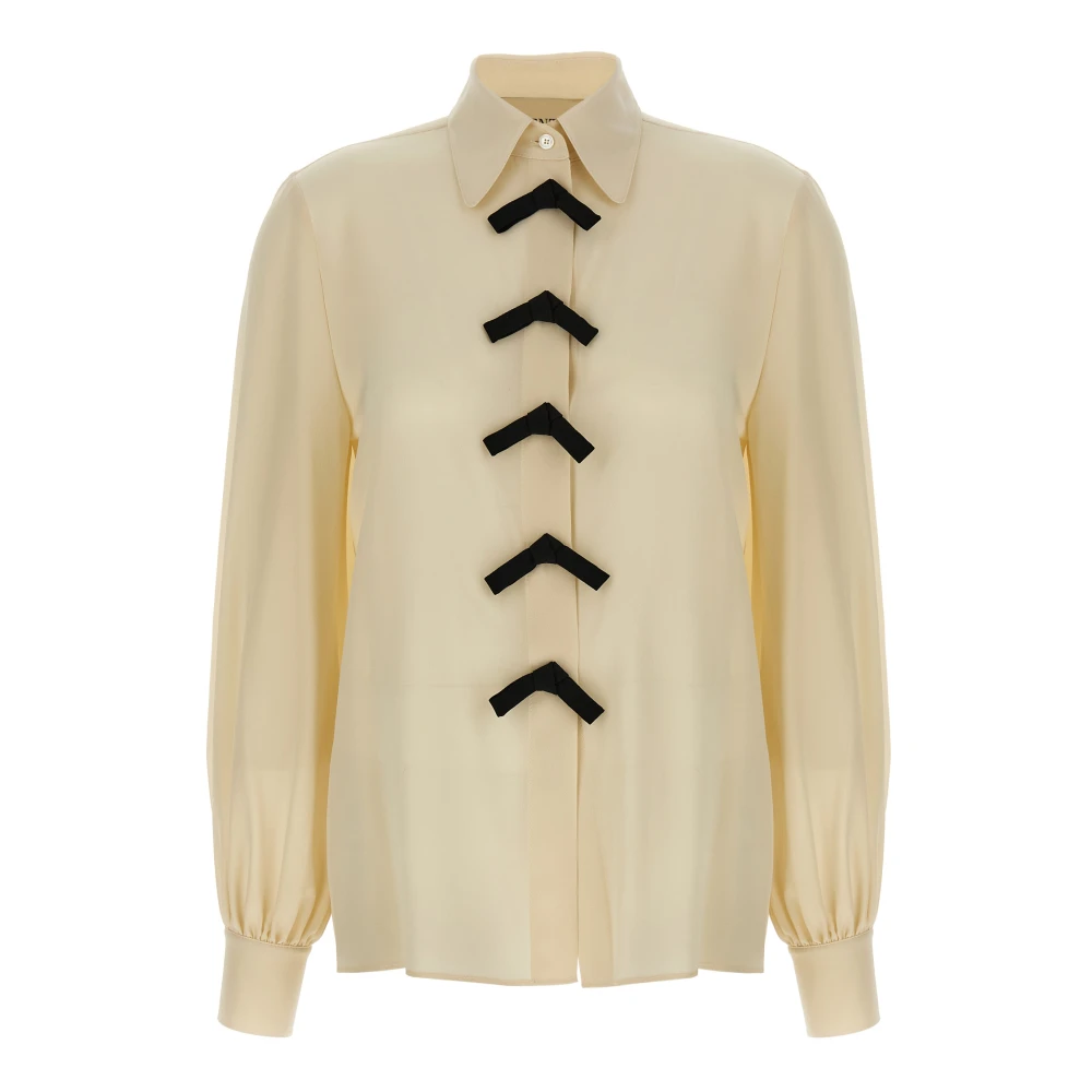 Valentino Garavani Women's Beige Shirts, M, Crepe De Chine Shirt