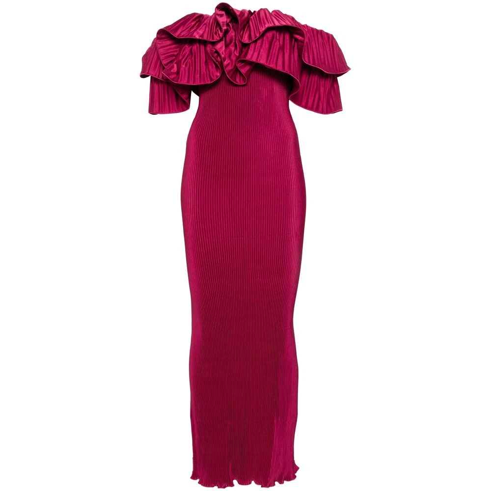 L'idée Bordeaux Rode Gerimpelde Off-Shoulder Jurk Red Dames