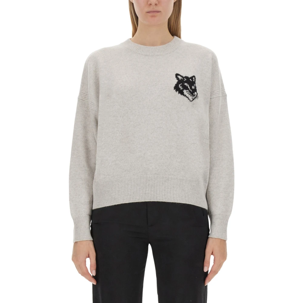 Maison Kitsuné Logo Gebreide kleding voor vrouwen Gray Dames