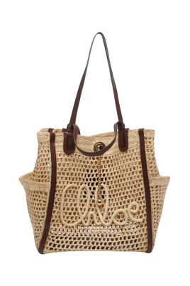 Woody Raffia Tote Bag