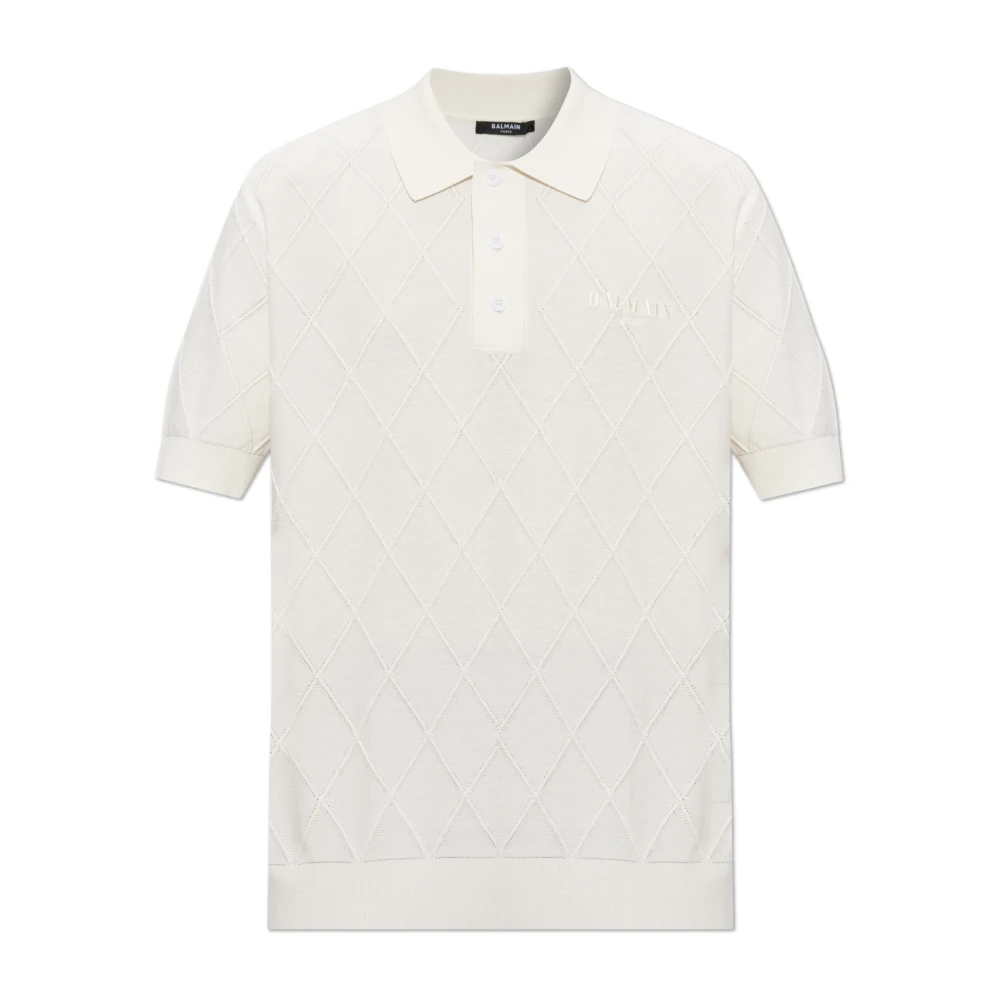Balmain Uomo Bianco Polo Vintage In Maglia - Immagine 2