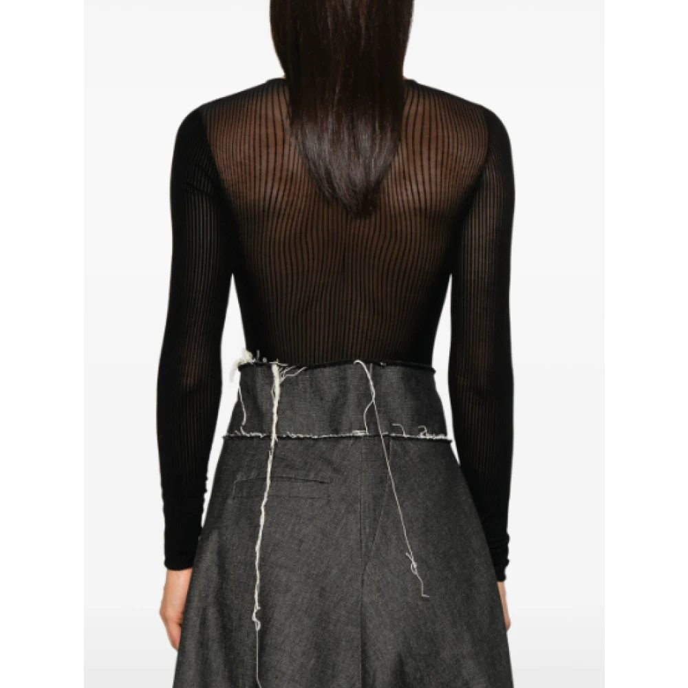 Jean Paul Gaultier Zwart Flocked Mesh Body Black Dames