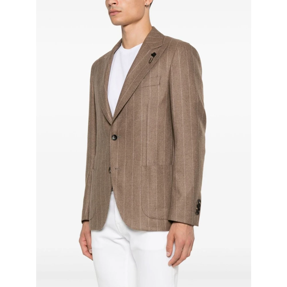 Lardini Gestreepte Cashmere Blazer Bruin Brown Heren